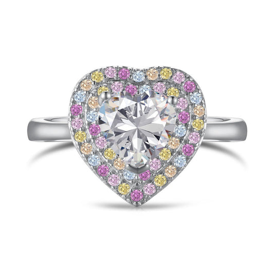 Candy Heart Éclat Heart Jewelry Set with Zircon Necklace and Ring in S925 Sterling Silver