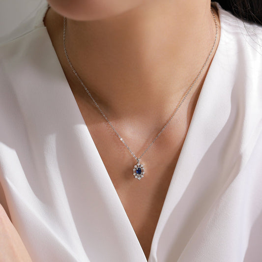 Royal Solstice Sapphire Blue Zircon 925 Sterling Silver Jewelry Set