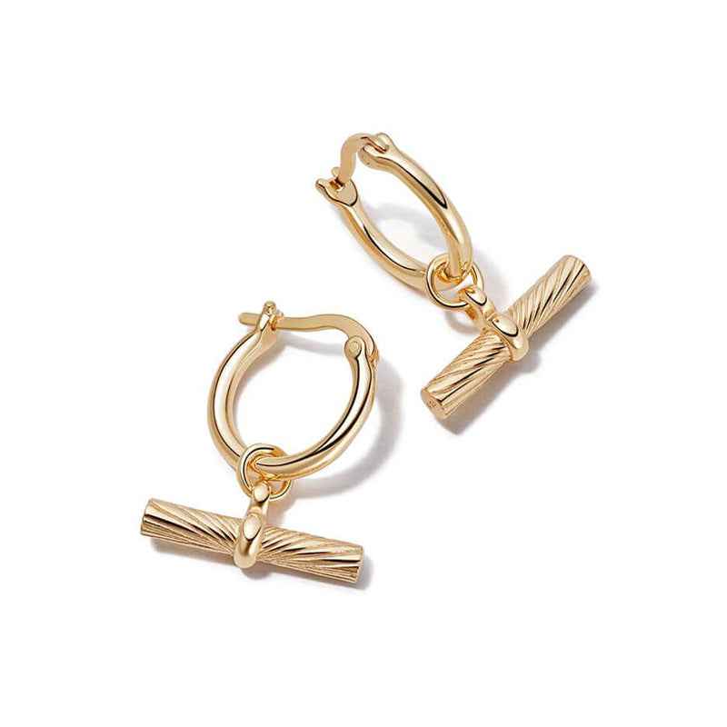 925 Sterling Silver T-Bar Hoop Earrings – Minimalist Chic Design