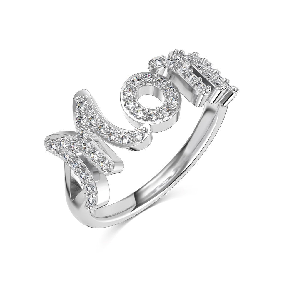 Mom Radiance Pavé MOM Letter Ring S925 Sterling Silver 5A Zircon