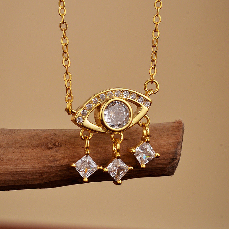 “Eye Gleam” S925 Sterling Silver Zircon Eye Necklace