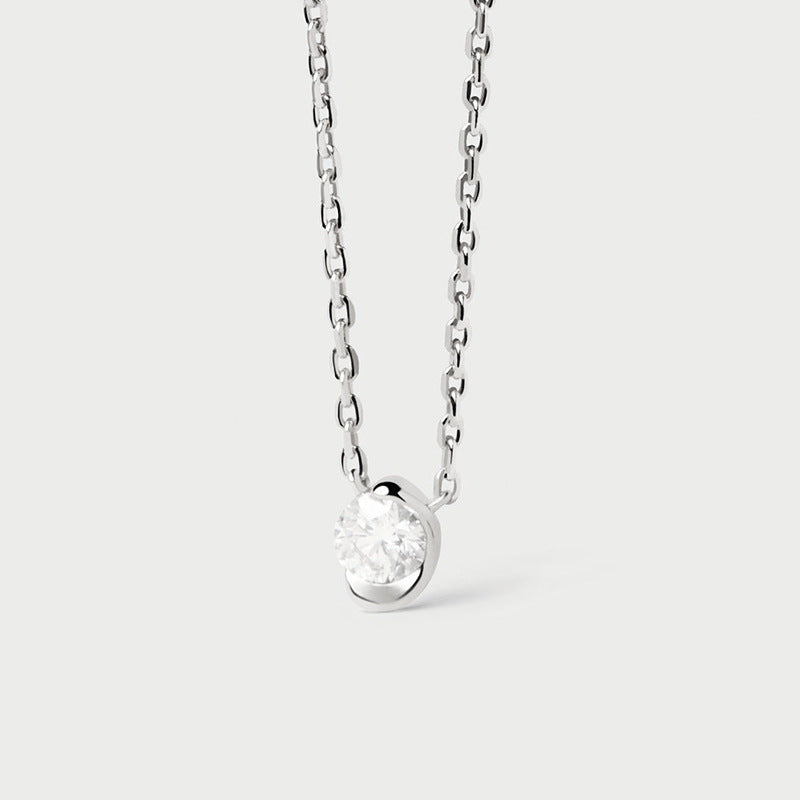 “Circle Halo” S925 Sterling Silver Zircon Solitaire Necklace