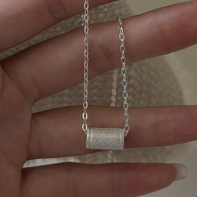 925 Sterling Silver Brushed Elegance Necklace Vintage Textured Collarbone Necklace