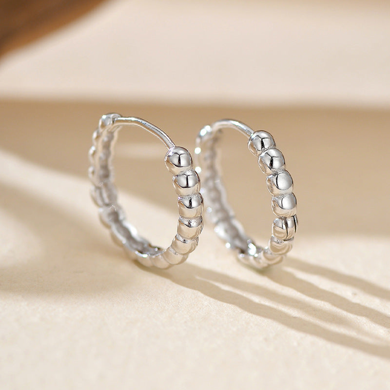 “Fortune Orbit” S925 Sterling Silver Bead Hoop Earrings