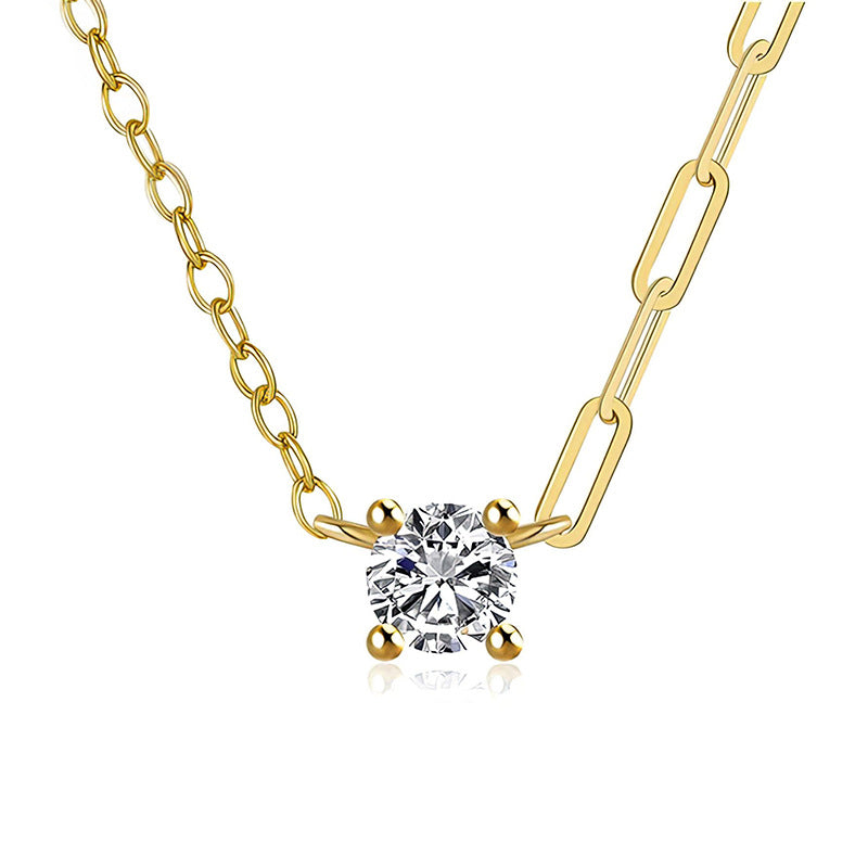 “Luxe Line” S925 Sterling Silver Zircon Irregular Chain Necklace
