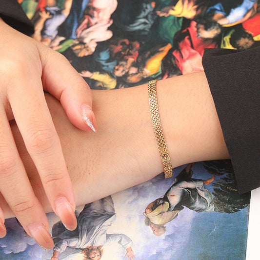 “Woven Radiance” S925 Sterling Silver Vintage-Inspired Woven Bracelet