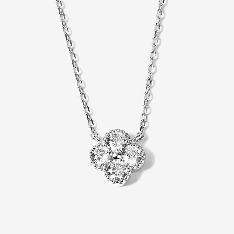 “Clover Muse” S925 Sterling Silver Four-Leaf Clover Necklace