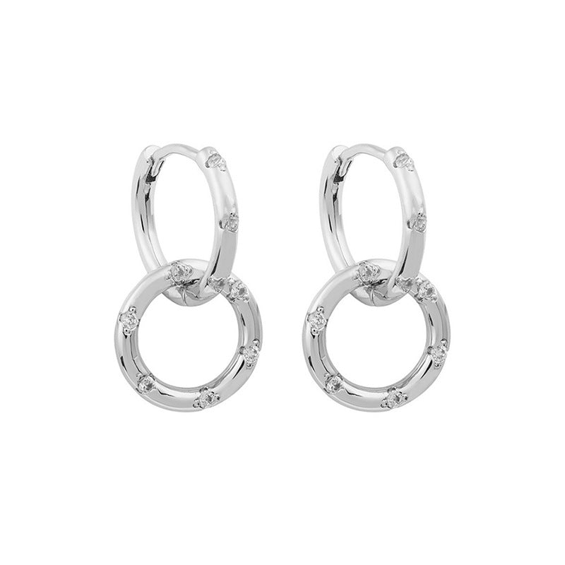 “Interlocking Halo” S925 Sterling Silver Zircon Interlocking Hoop Earrings