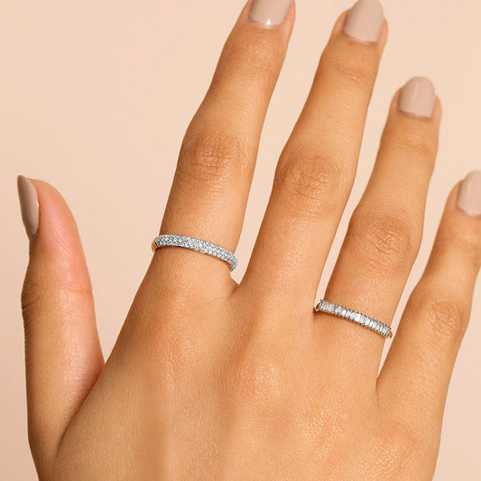“Linear Brilliance” S925 Sterling Silver Micro-Set Zircon Open Ring