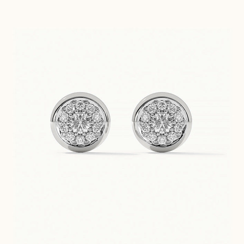 “Halo Sphere” S925 Sterling Silver Round Zircon Stud Earrings