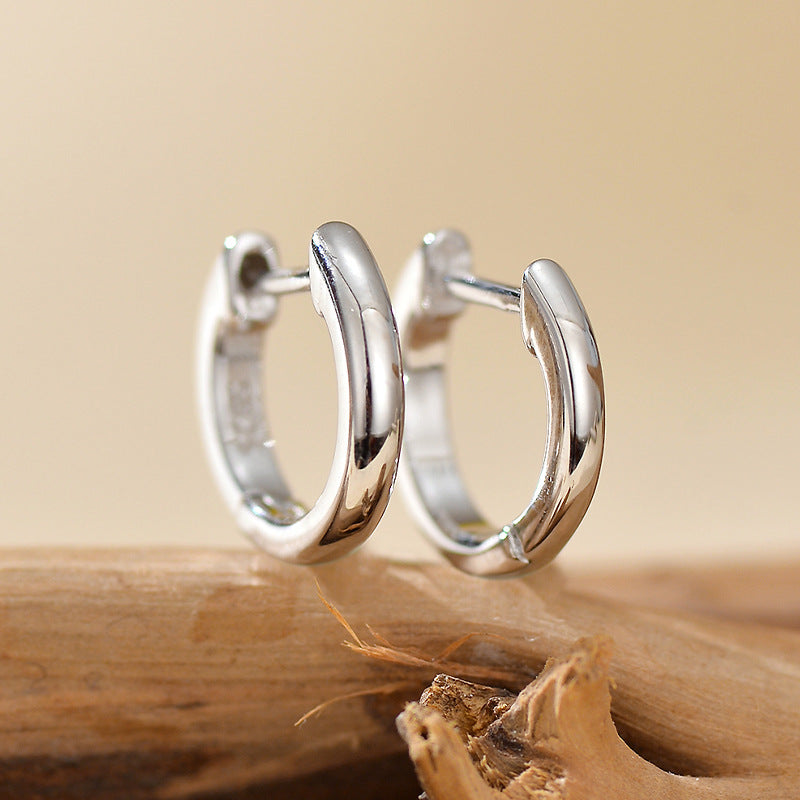 “Classic U Muse” S925 Sterling Silver Minimalist U-Shaped Hoop Earrings