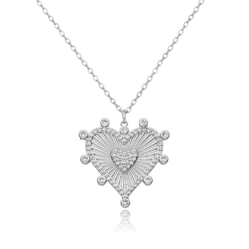 “Heartline Luxe” S925 Sterling Silver Zircon Heart Necklace