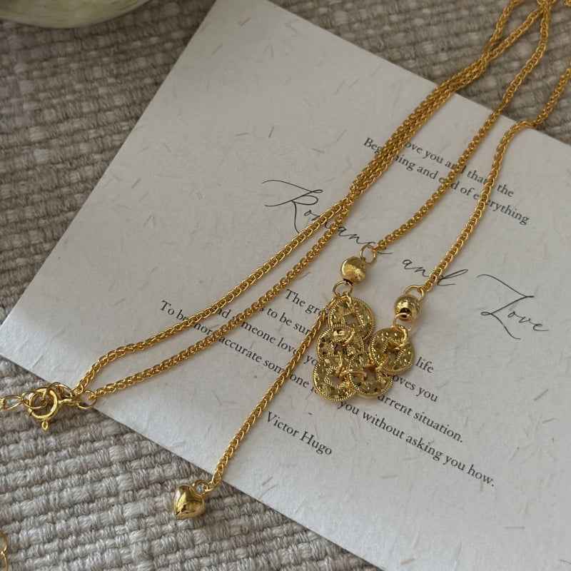 925 Sterling Silver Vintage Coin Link Necklace – Golden Coin Weave