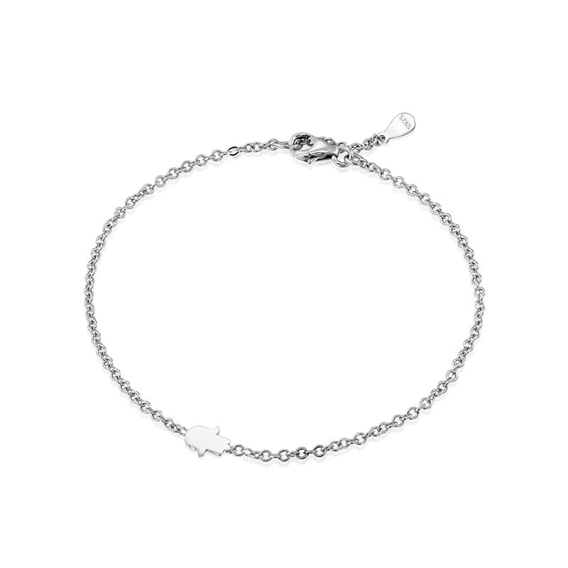 “Heartline Curve” S925 Sterling Silver Geometric Heart Bracelet