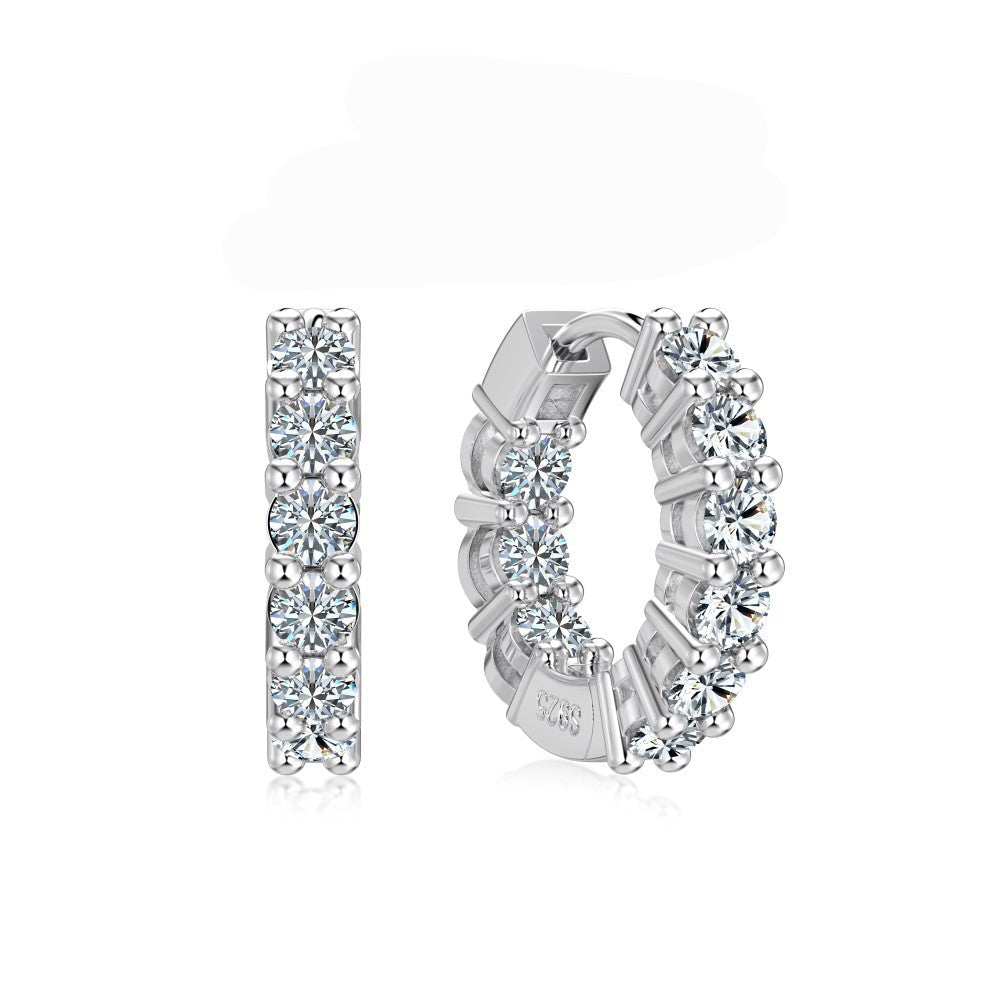 925 Sterling Silver 1.26CT Moissanite Pavé Hoop Earrings – Eternal Spark