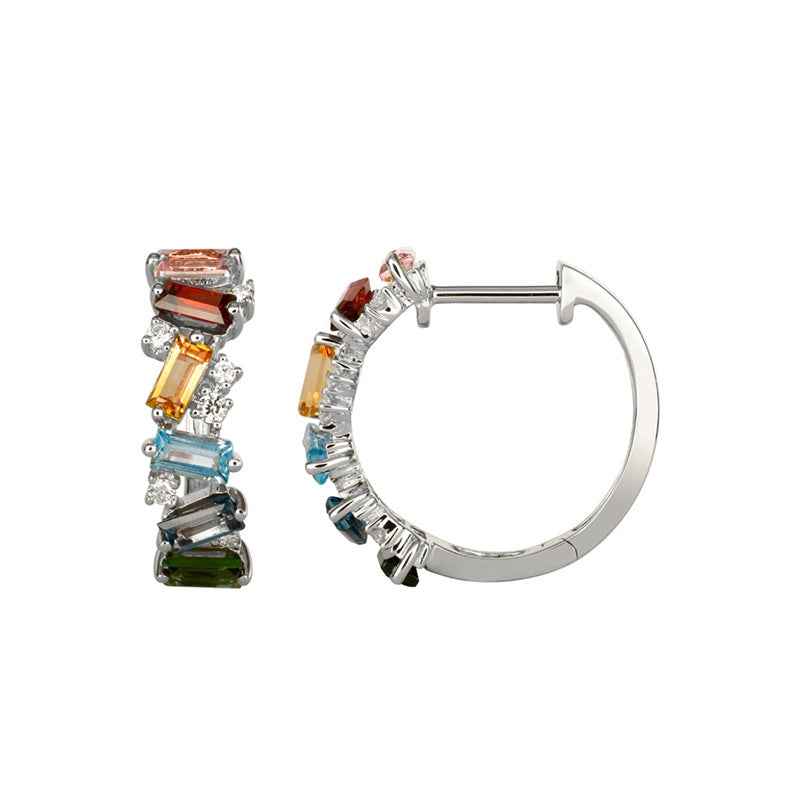 925 Sterling Silver Multi-Color Zircon Hoop Earrings – Prism Mosaic