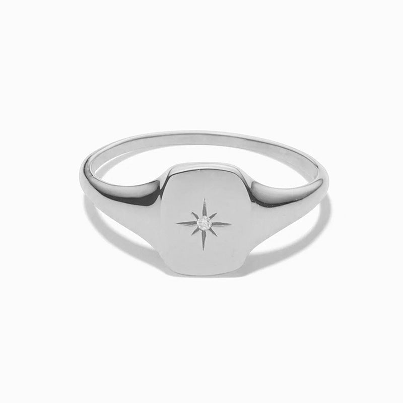 “Starlight Heart” S925 Sterling Silver Eight-Point Star Ring