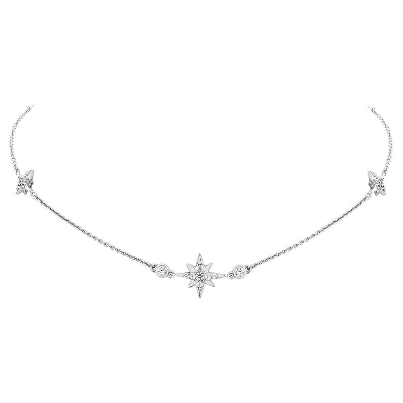 “Snowflake Halo” S925 Sterling Silver Eight-Point Star Necklace