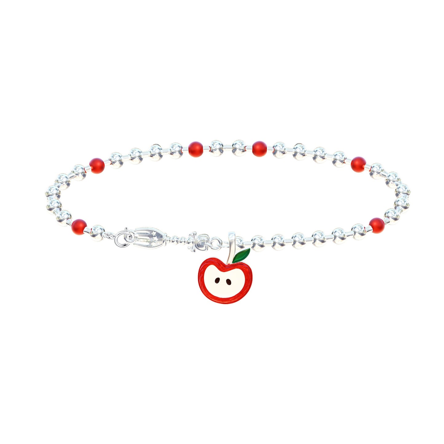 925 Sterling Silver Red Apple Charm Necklace & Bracelet Set – Crimson Orchard