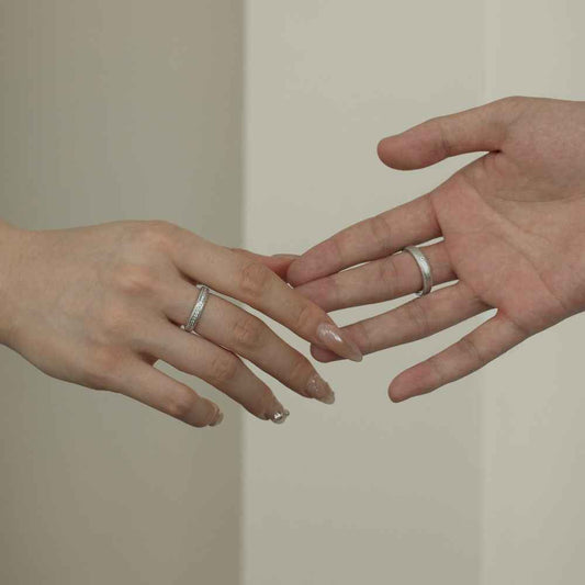 925 Sterling Silver Eternal Grace Couple Rings Minimalist Matching Rings