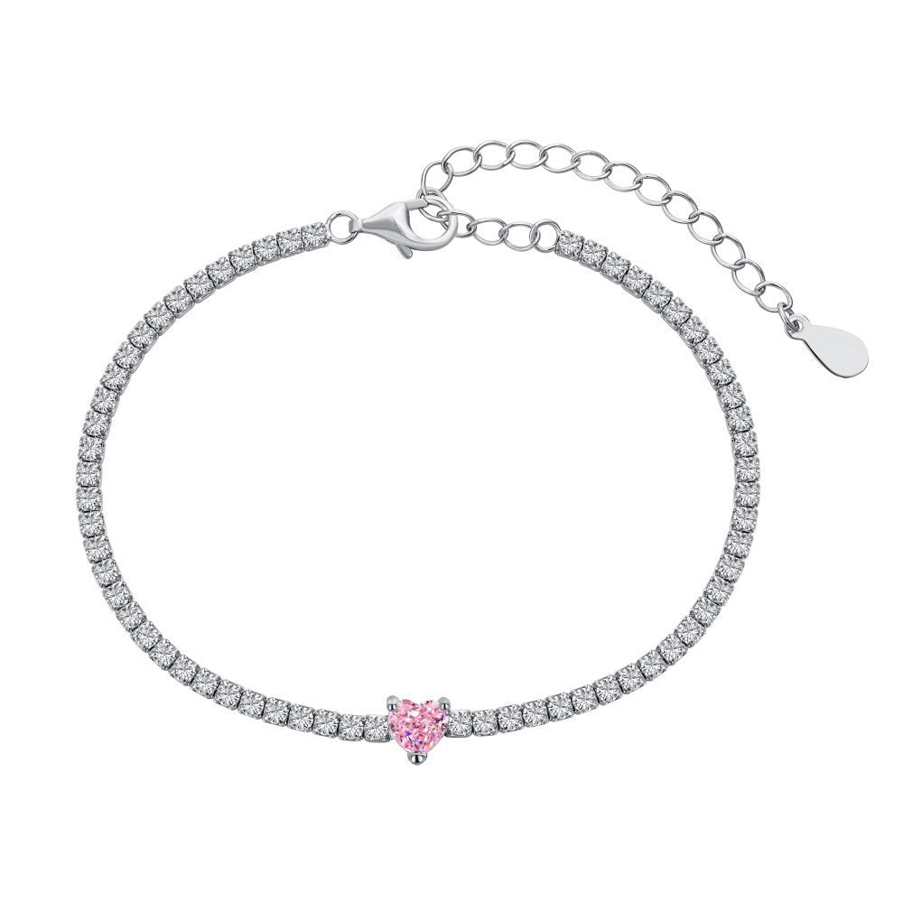 “Heart in Motion” S925 Sterling Silver 8A Ice-Flower Cut Zircon Tennis Bracelet
