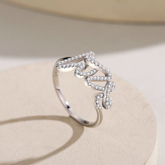 Eternal Love Letter Ring with Zircon in 925 Sterling Silver
