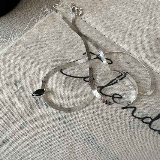 S925 Sterling Silver Zircon Snake Chain Necklace Adjustable