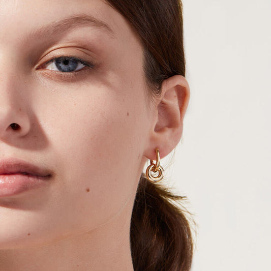 “Twin Orbit” S925 Sterling Silver Double Circle Hoop Earrings