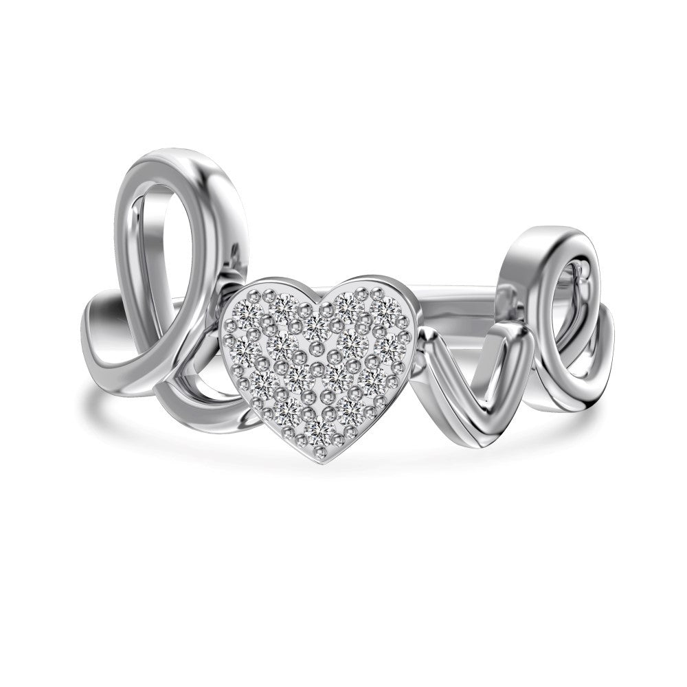 925 Sterling Silver Heart Script Ring and Bracelet Jewelry Set