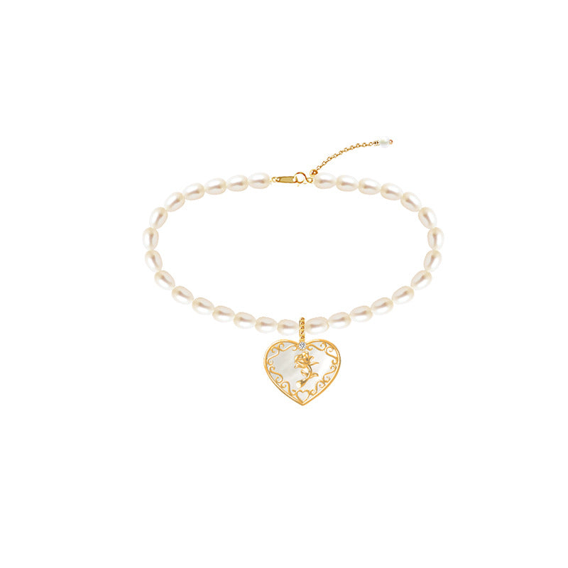 Rose Reverie S925 Sterling Silver Mother of Pearl Rose Jewelry Set Necklace Bracelet