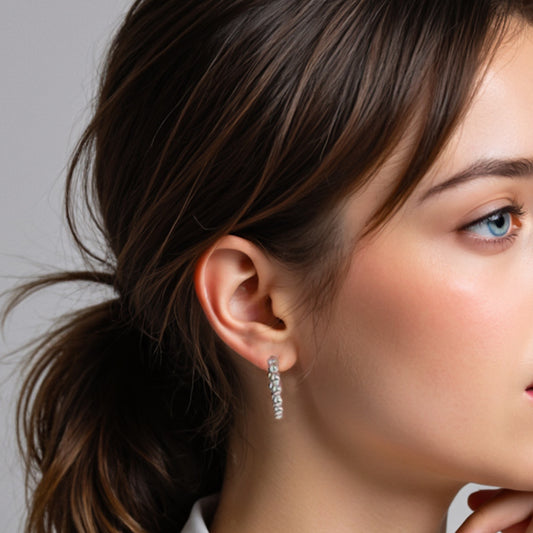 “Circle C” S925 Sterling Silver Geometric C-Hoop Stud Earrings
