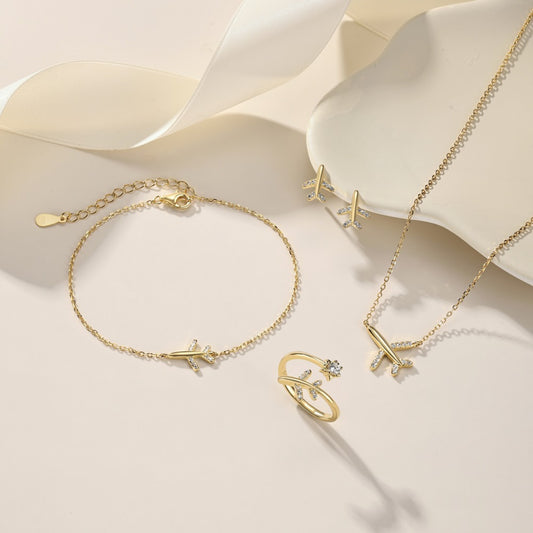 “Celestial Charm” S925 Sterling Silver Zircon 4-Piece Jewelry Set