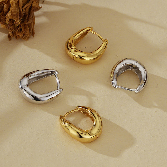 “Fluid Wave” S925 Sterling Silver Sculptural Wave Hoop Earrings