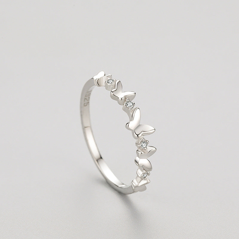925 Sterling Silver Butterfly Pavé Ring