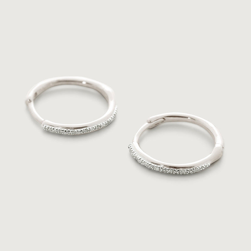 “Luxe Arc” S925 Sterling Silver Zircon Hoop Earrings