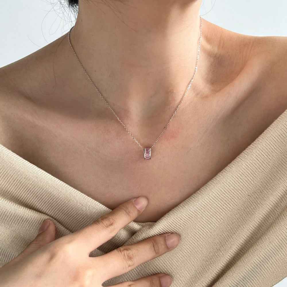 925 Sterling Silver Fairy Blush Pink Zircon Pendant Necklace Gold or Platinum Vermeil