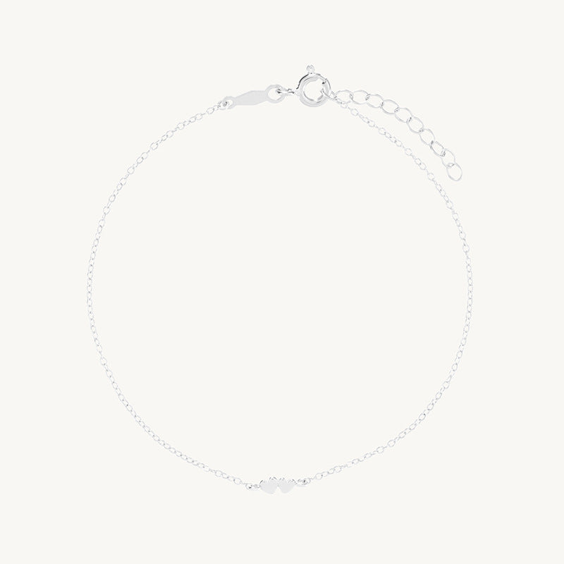“Close to Heart” S925 Sterling Silver Double Heart Bracelet