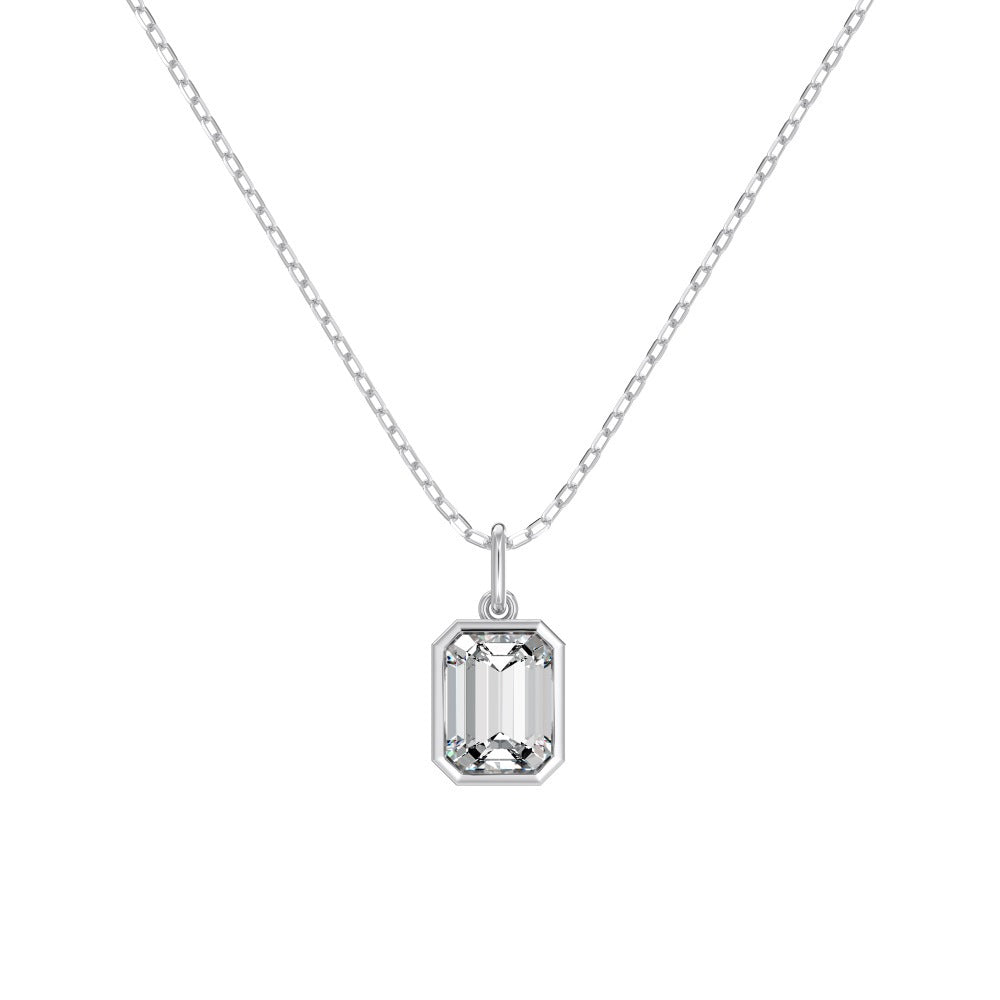 925 Sterling Silver Rectangular Cubic Zirconia Necklace – Recta Lumi
