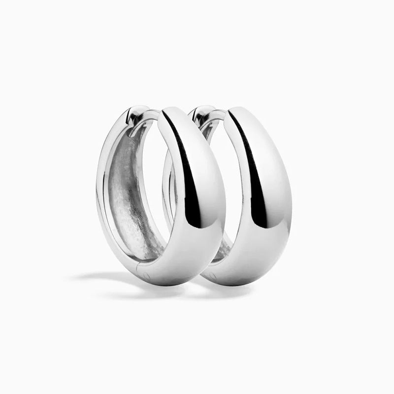 “Sleek Orbit” S925 Sterling Silver Smooth Circle Hoop Earrings