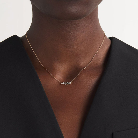 “Quadra Eclat” S925 Sterling Silver Zircon Geometric Necklace