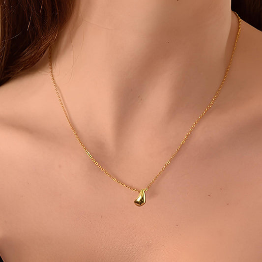 “Teardrop Muse” S925 Sterling Silver Minimalist Teardrop Pendant Necklace