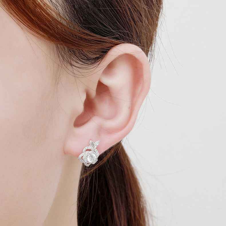 925 Sterling Silver Moissanite Rose Jewelry Set – Rose Éternelle