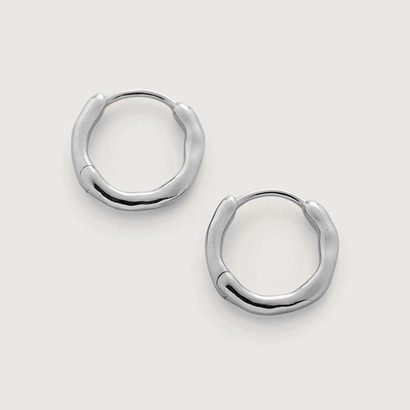 “Pure Orbit” S925 Sterling Silver Minimalist Circle Huggie Hoop Earrings
