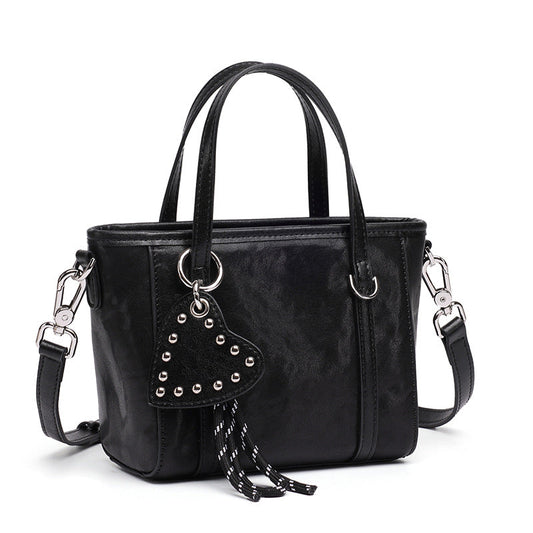 Women's Vegetable-Tanned Cowhide Mini Tote with Heart Charm