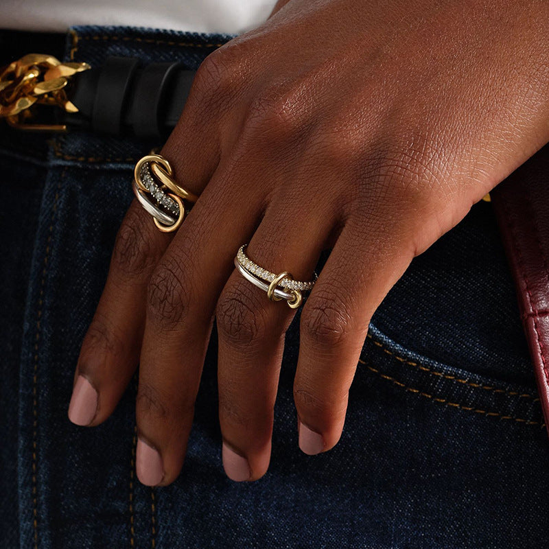 “Lumiere Duo” S925 Sterling Silver Double-Band Zircon Ring