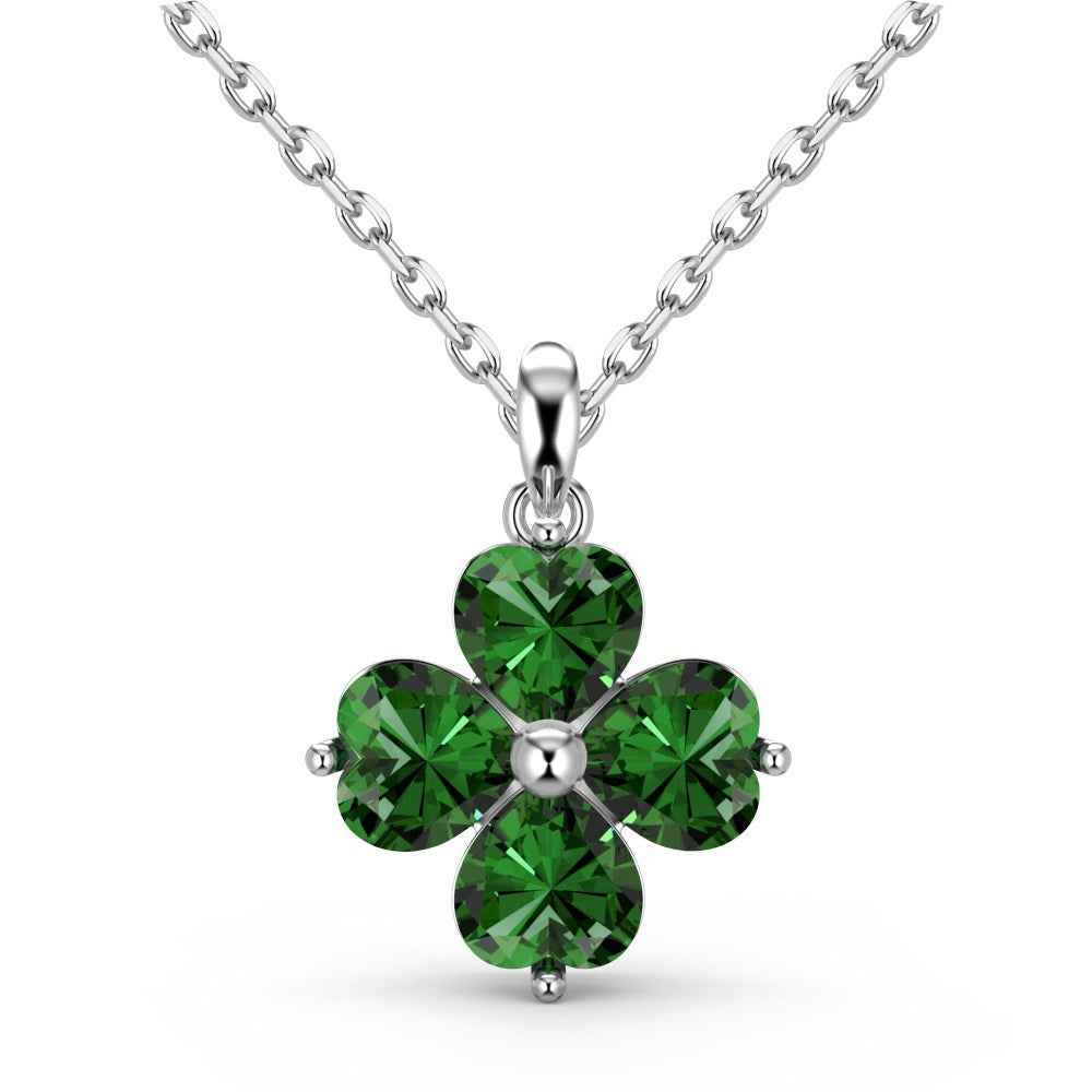 925 Sterling Silver Sakura Heart Green Zircon Jewelry Set Necklace Ring Earrings