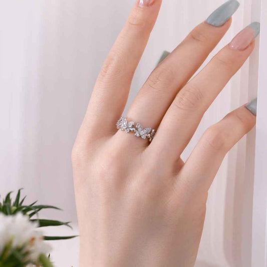 925 Sterling Silver Pavé Butterfly Ring – Butterfly Gleam