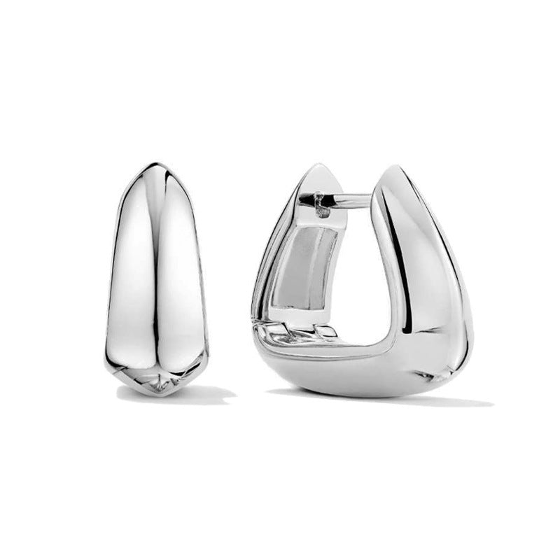 “Triangular Muse” S925 Sterling Silver Geometric Triangle Hoop Earrings