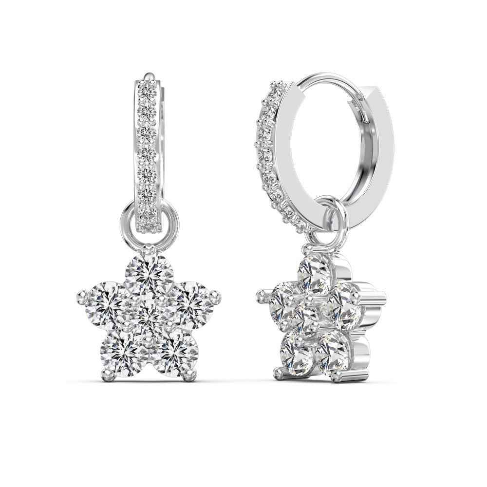 Dopamine Bloom Colorful Floral Crystal Hoop Earrings in S925 Sterling Silver