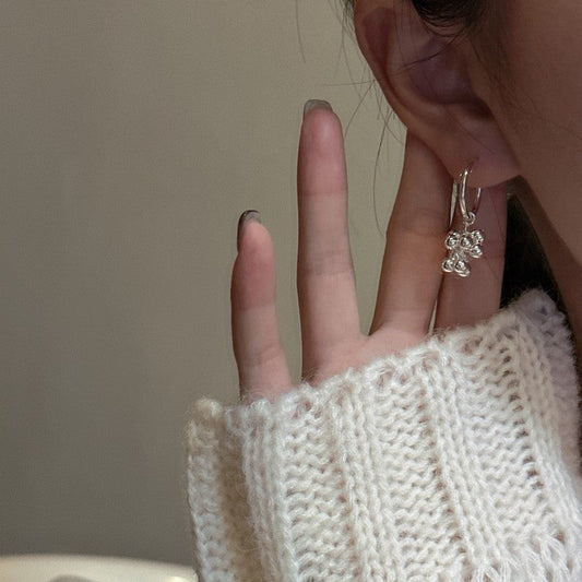 925 Sterling Silver Silver Grapes Earrings Minimalist Cluster Stud Earrings